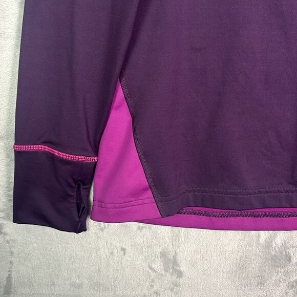 Under Armour Purple Cowl Button Neck Pink Stitch Pullover Thumbholes Size XL - Picture 4 of 8